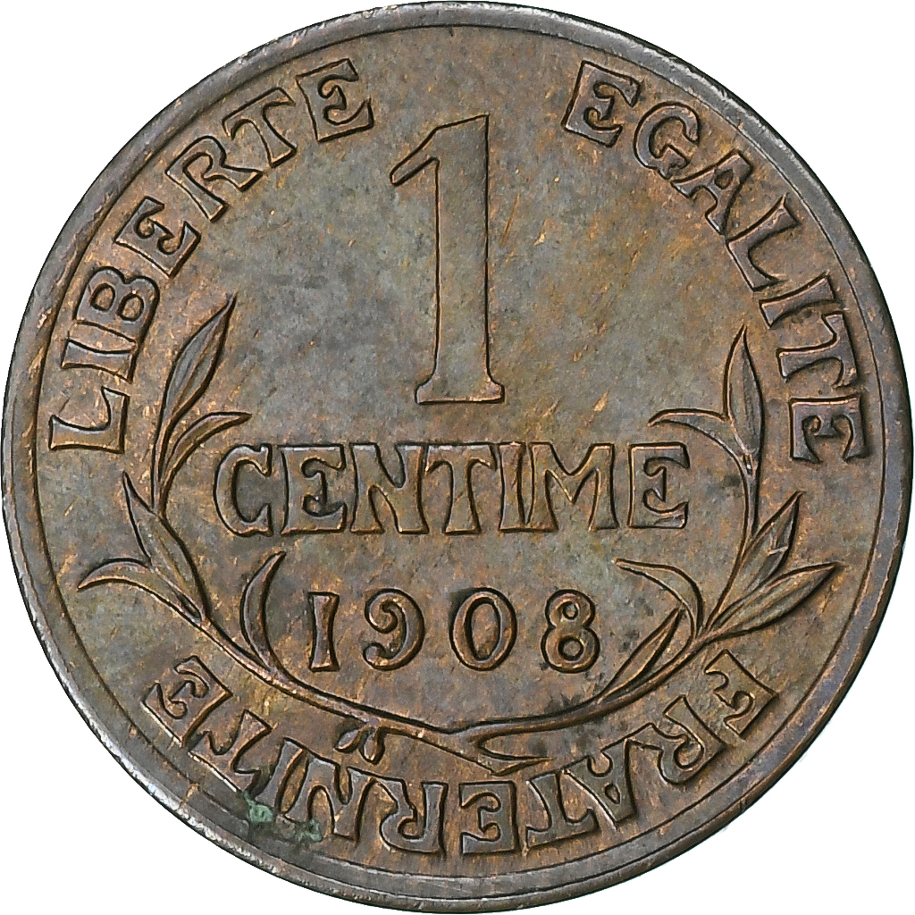 France, Centime, Daniel-Dupuis, 1908, Paris, Bronze, , Gadoury:90