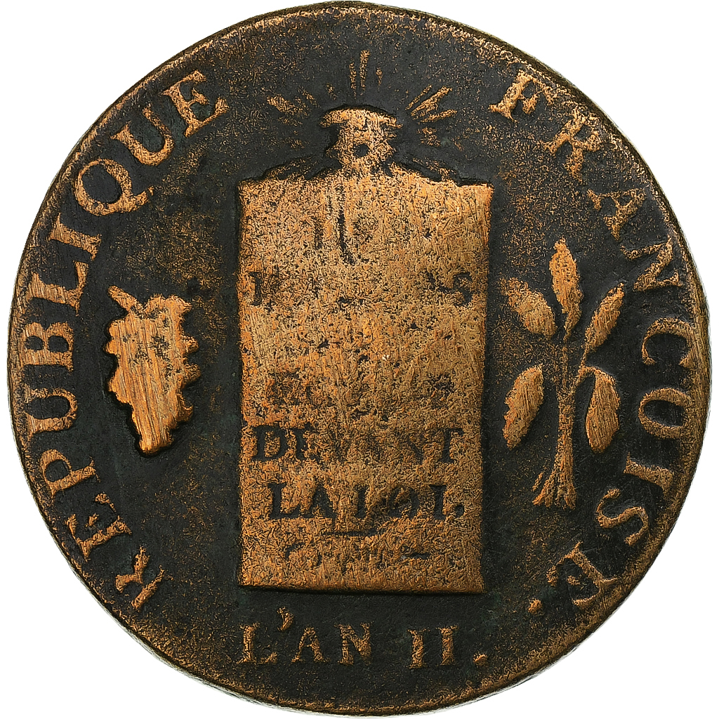 France, 2 sols à la Balance, 1793 / AN II, Metz, Copper, , Gadoury:31