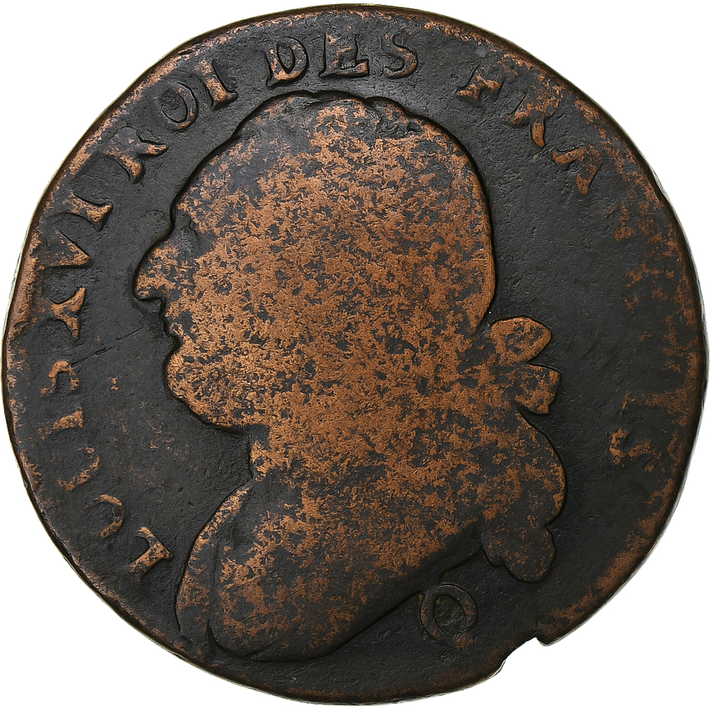 France, Louis XVI, 12 deniers françois, 1792⸱4, Perpignan, 1st semester