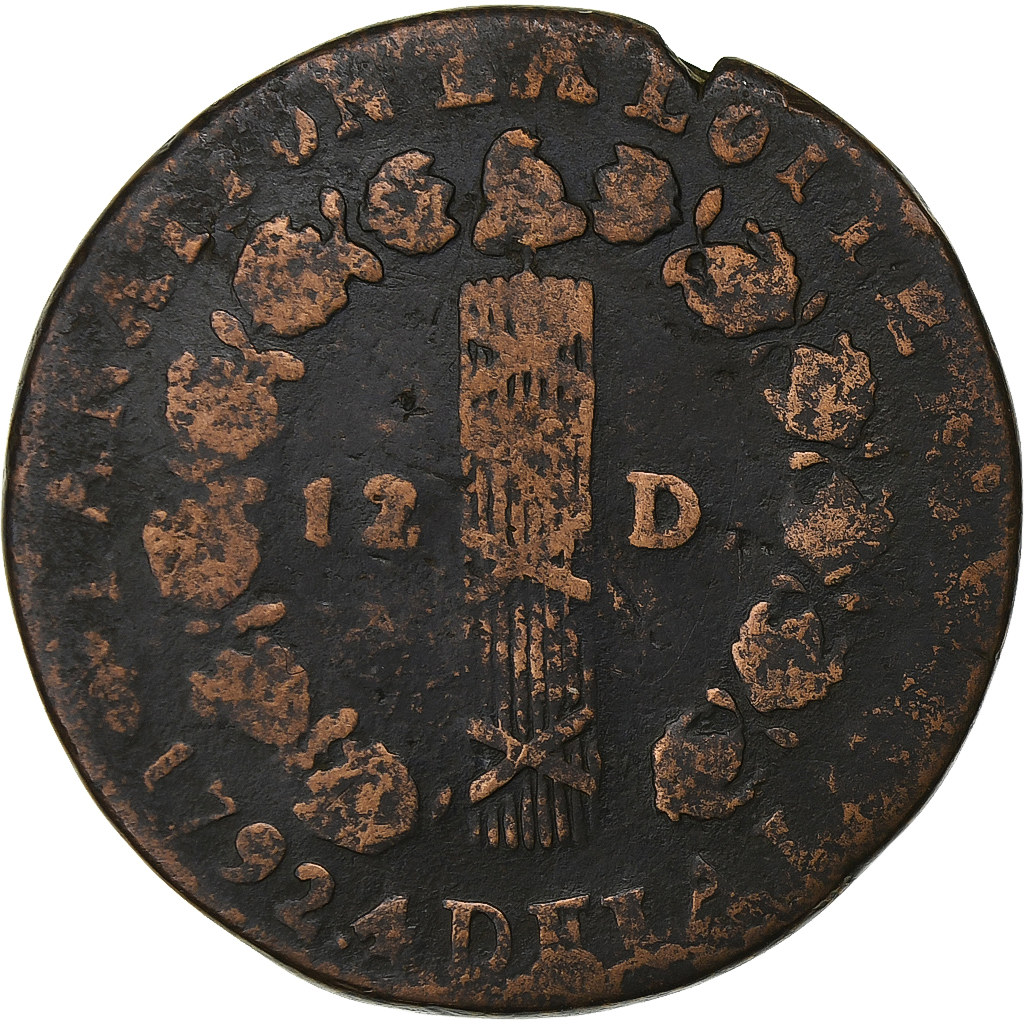 France, Louis XVI, 12 deniers françois, 1792⸱4, Perpignan, 1st semester