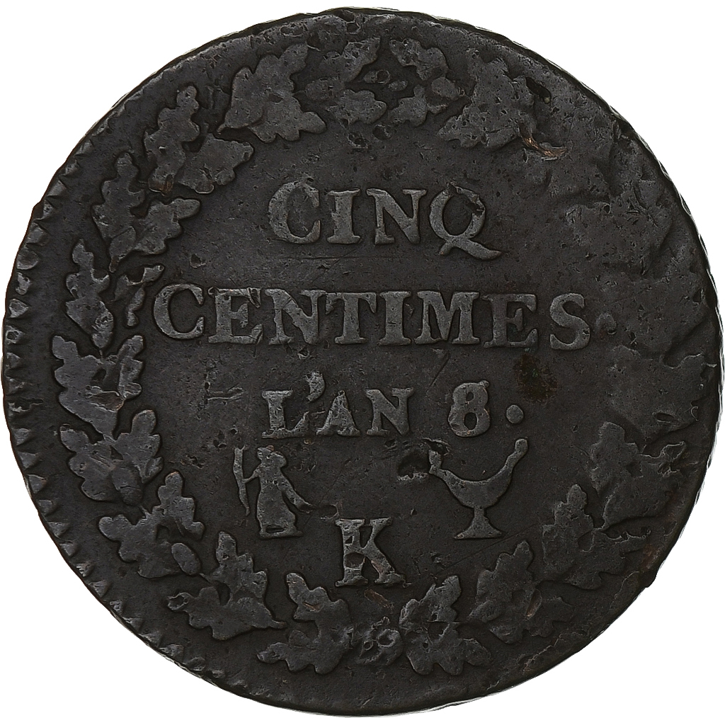 France, 5 Centimes, Dupré, An 8/7, Bordeaux, Copper, , Gadoury:126a