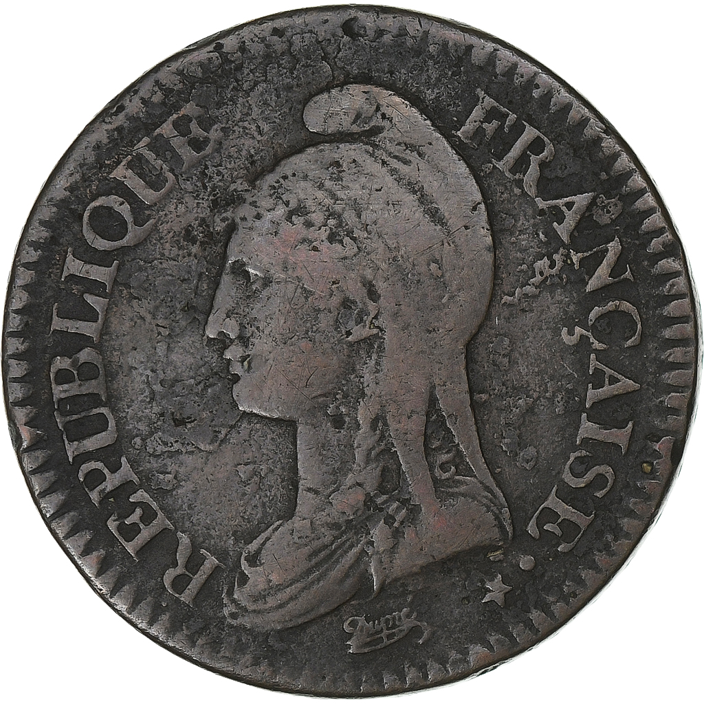 France, Decime, Dupré, AN 5, Lille, Copper, VF(30-35), Gadoury:187