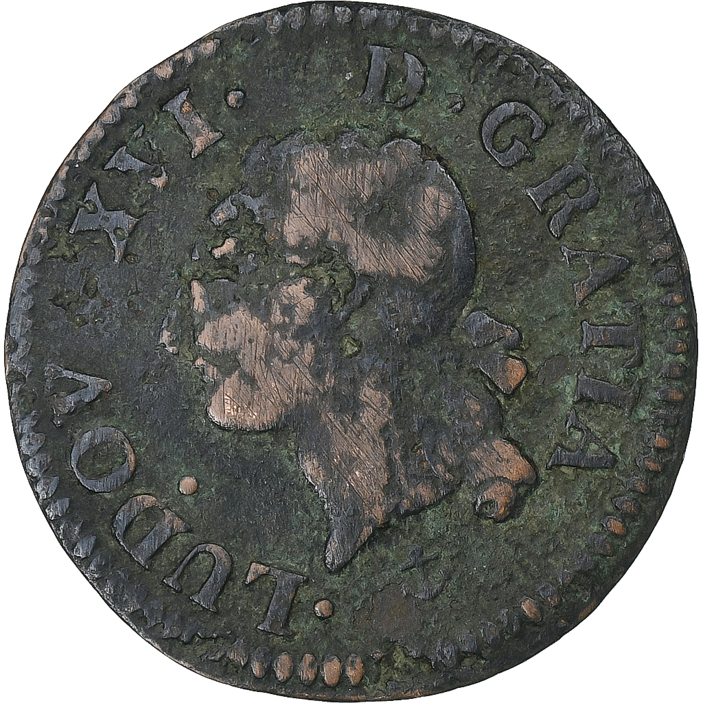 France, Louis XVI, 1/2 Sol, 1791, La Rochelle, Copper, , Gadoury:349