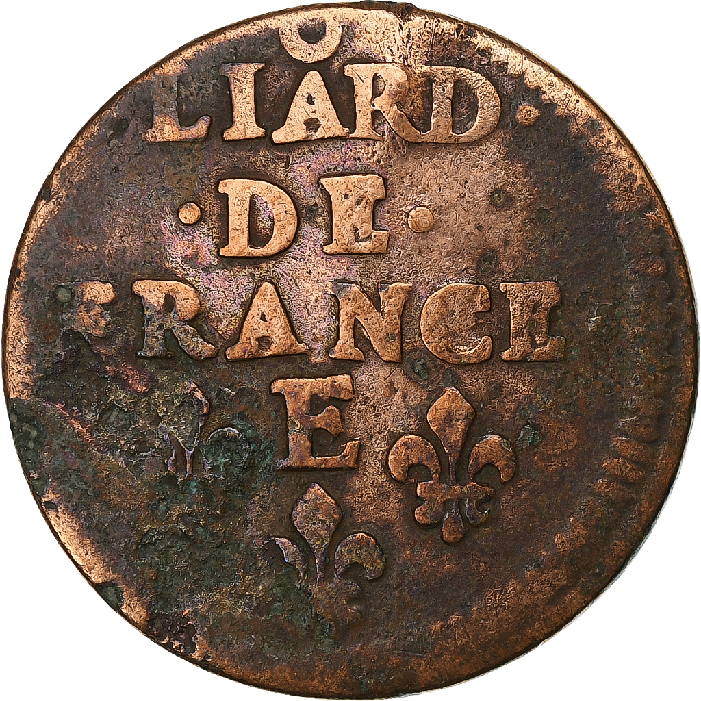 France, Louis XIV, Liard, 1655, Meung-sur-Loire, Copper, , Gadoury:80