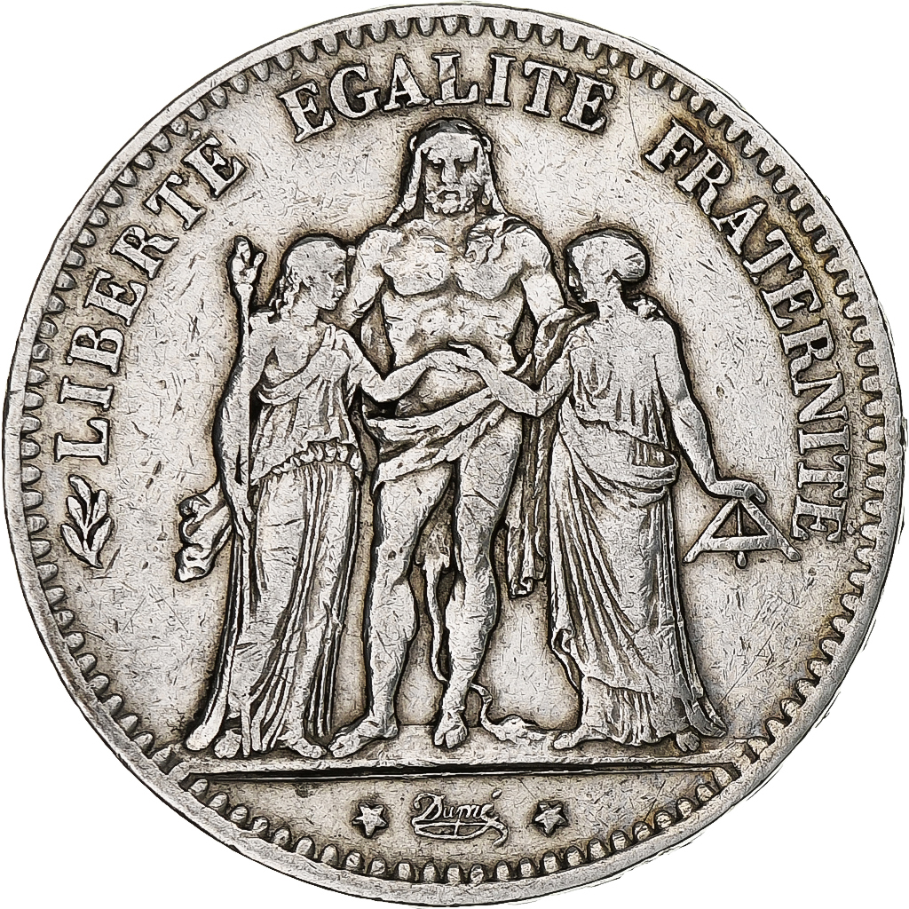 France, 5 Francs, Hercule, 1877, Bordeaux, Silver, , Gadoury:745