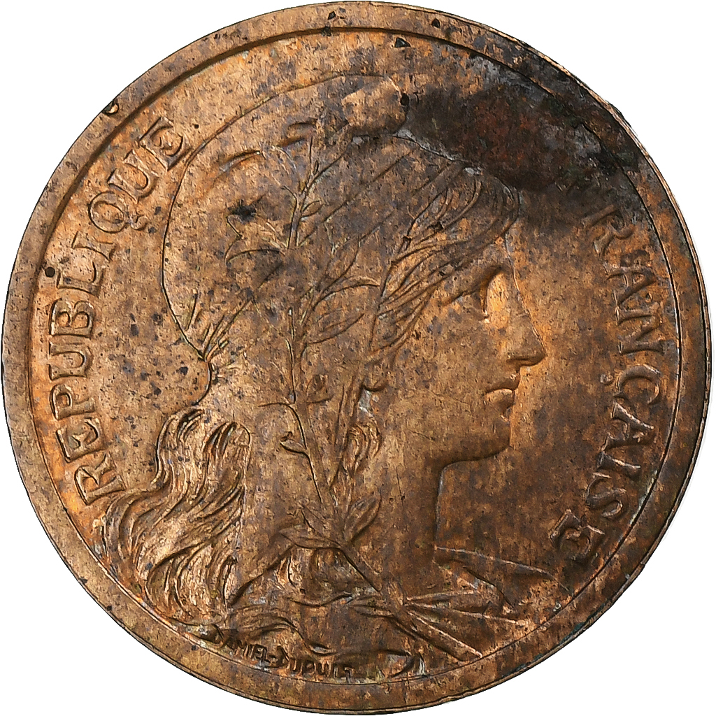 France, 2 Centimes, Daniel-Dupuis, 1899, Paris, Bronze, EF, Gadoury:107