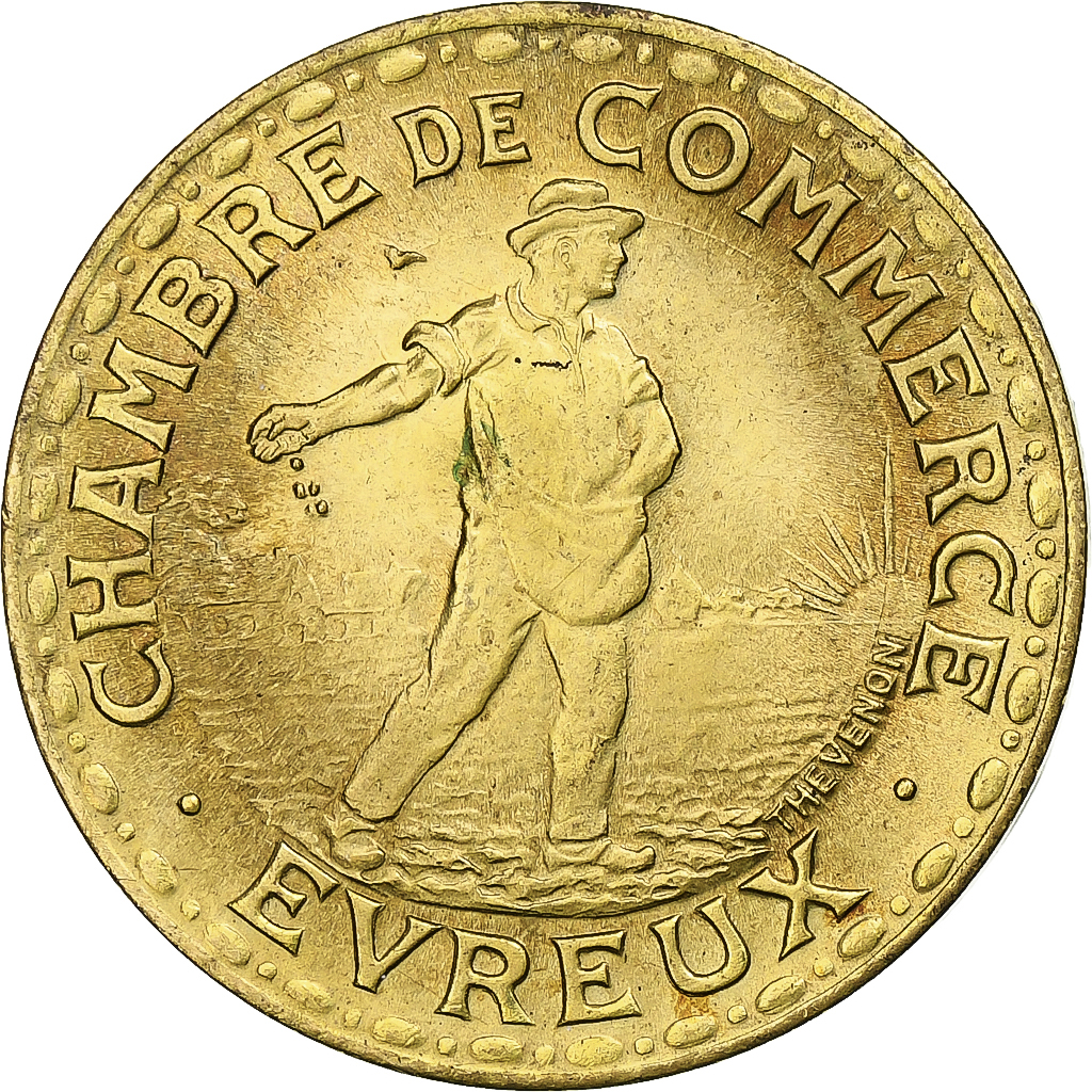 France, Chambre de commerce d'Evreux, Franc, 1922, , Cupro-Aluminium