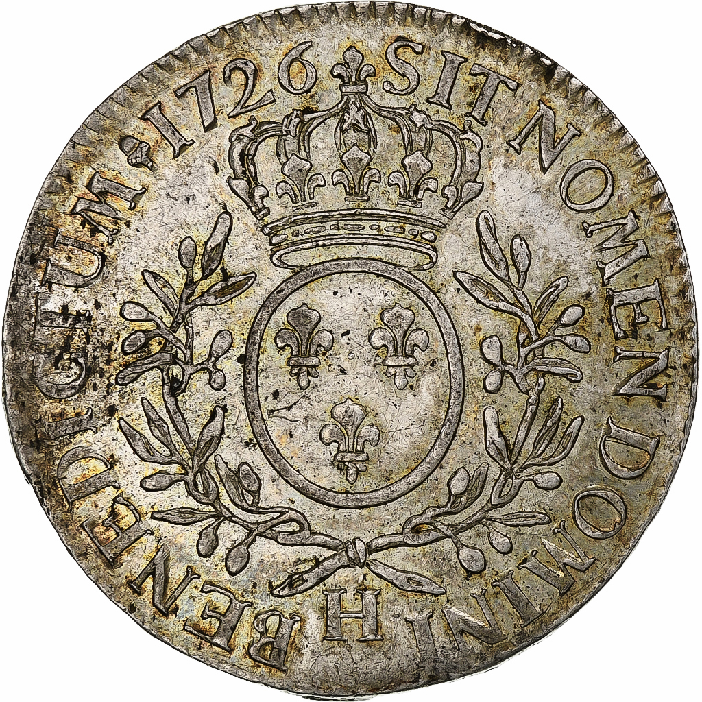 France, Louis XV, Ecu aux branches d'olivier, 1726, La Rochelle, Silver