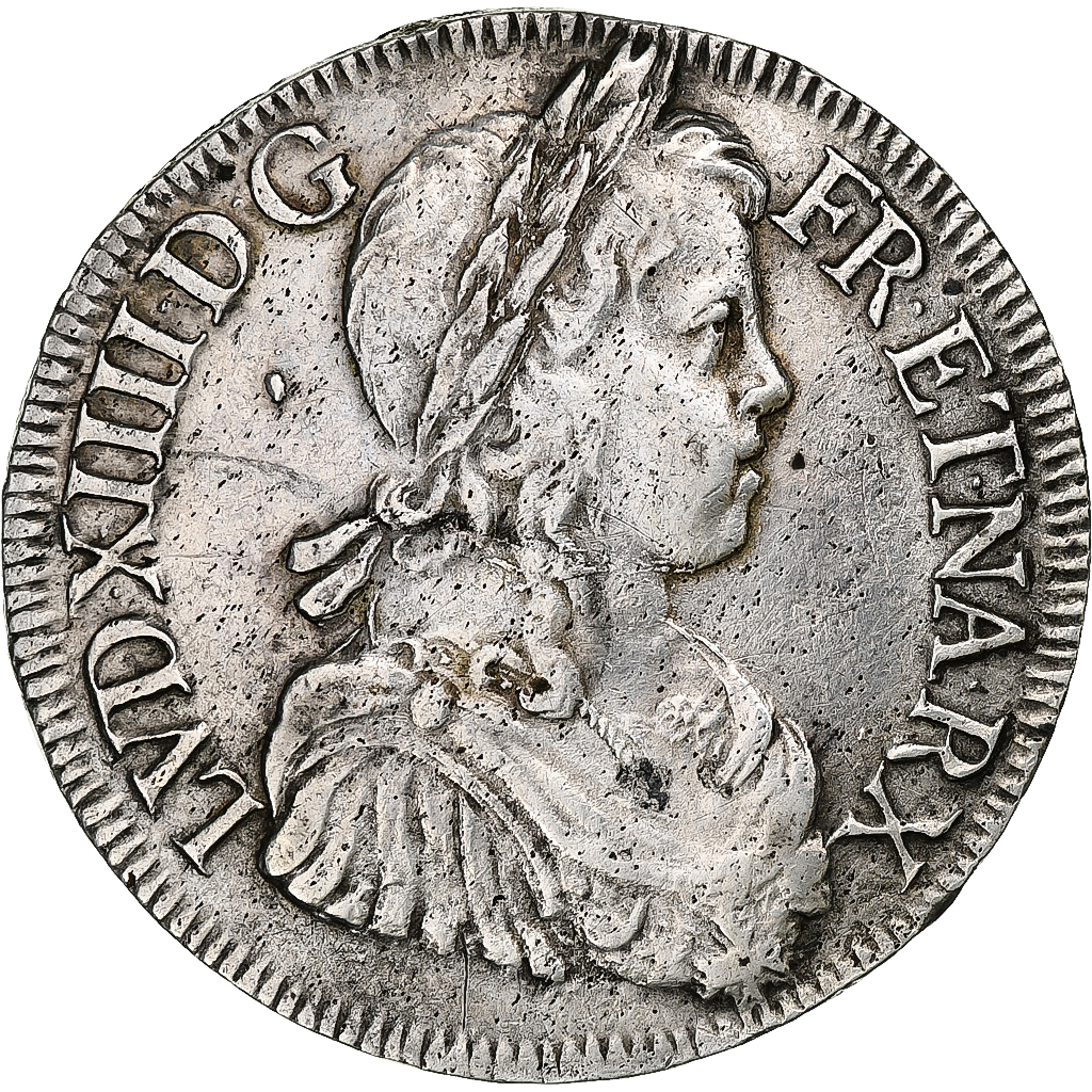 France, Louis XIV, Écu à la mèche longue, 1651, Bordeaux, Silver, EF