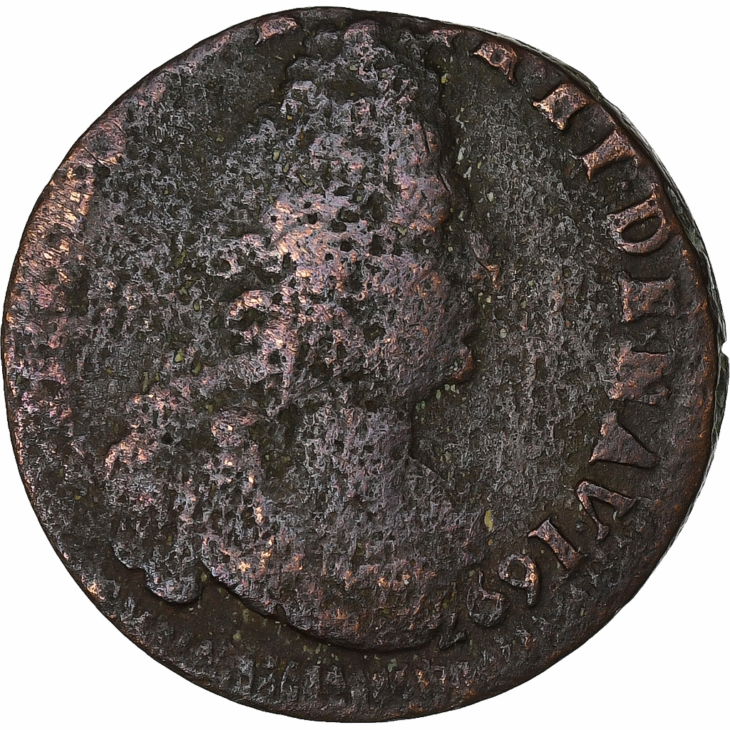 France, Louis XIV, Liard, 1693, Riom, Copper, , Gadoury:81
