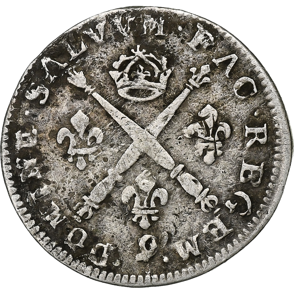 France, Louis XIV, 5 Sols aux insignes, 1707, Rennes, Silver, 