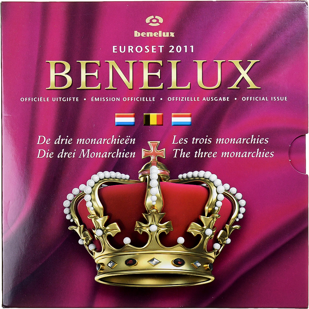 Benelux, 3x 1 ct. - 2€ + Token, Les 3 monarchies, 2011, 