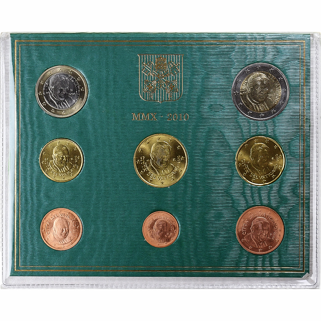 Vatikan, Benoît XVI, 1 Cent to 2 Euro, BU, 2010, Rome, STGL