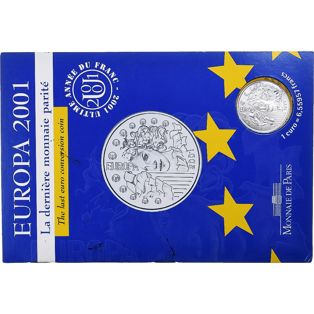 France, 6.55957 Francs, Europa - monnaie parité, 2001, Monnaie de Paris