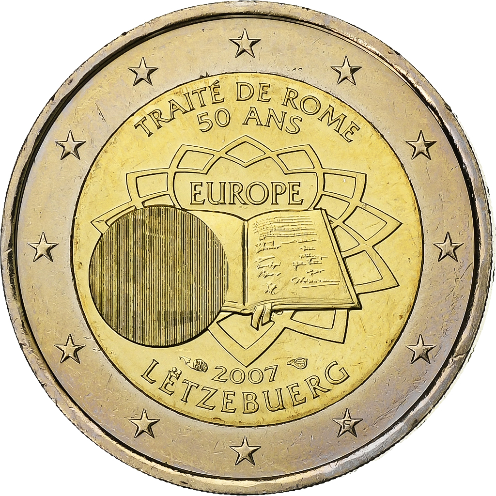 Luxemburg, 2 Euro, Traité de Rome, 2007, Bi-Metallic, UNZ, KM:94