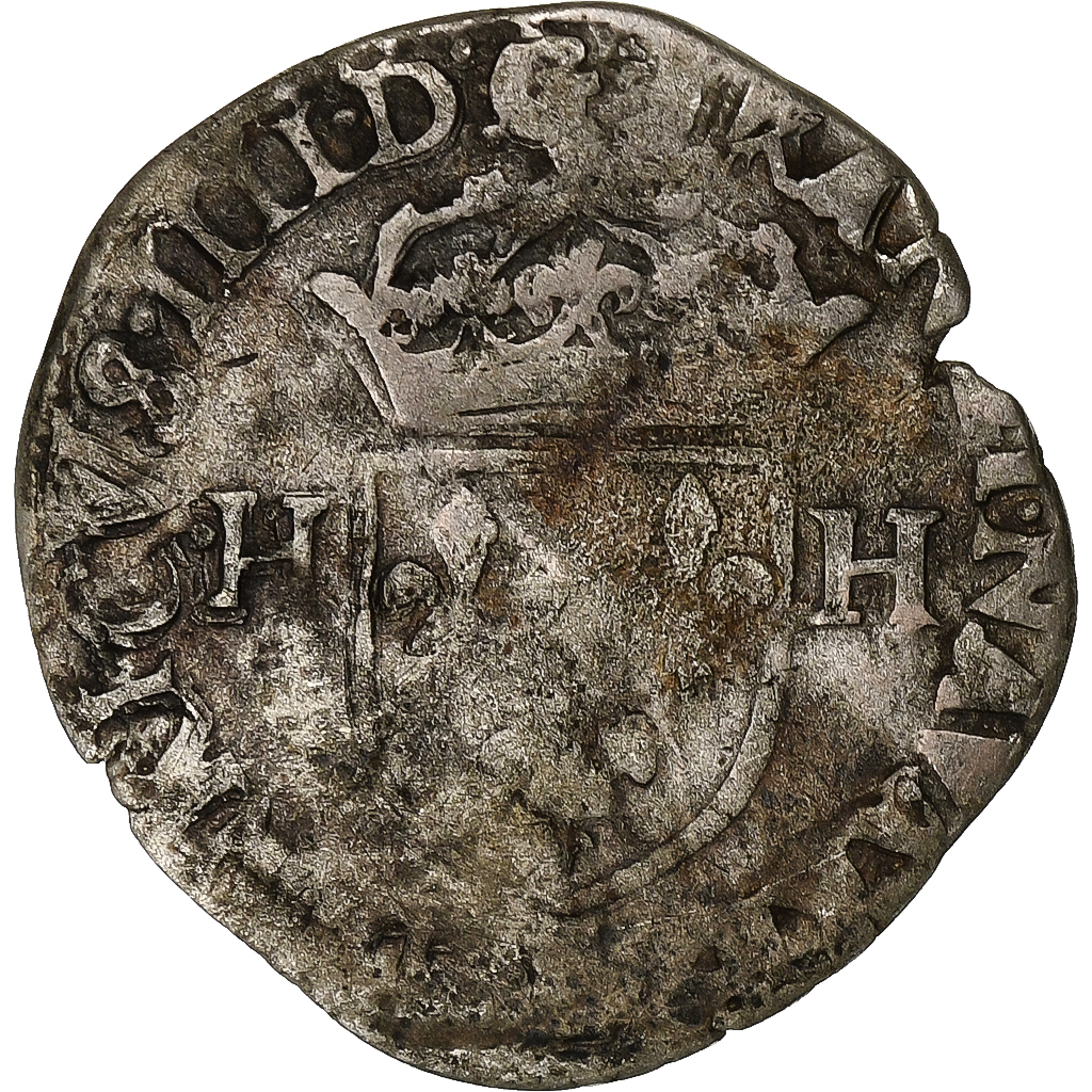 France, Henri IV, Douzain aux deux H, 1593, Billon, , Gadoury:552