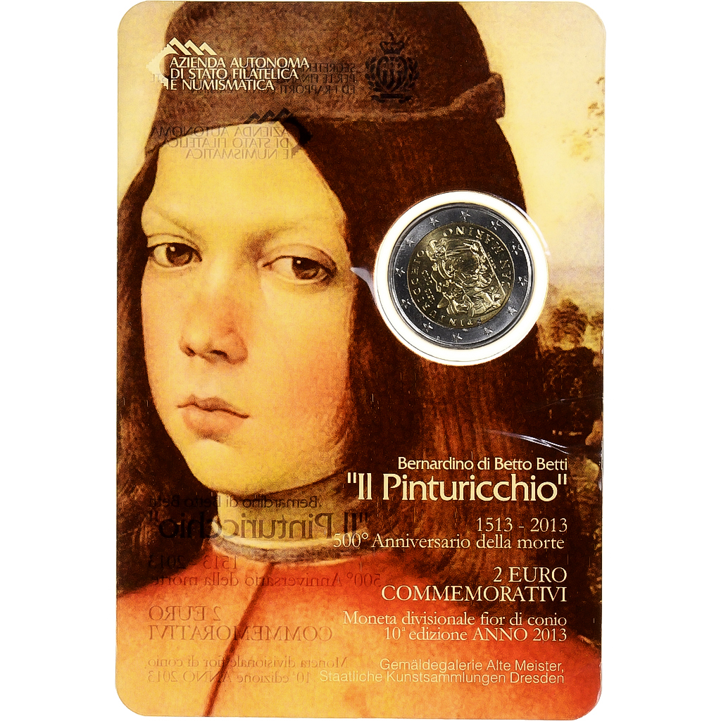 San Marino, 2 Euro, Il Pinturicchio, FDC, 2013, Rome, Bi-Metallic, STGL