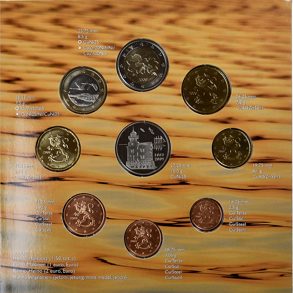 Finnland, 1 c. to 2€ + token, BU, 2009, Vantaa, STGL