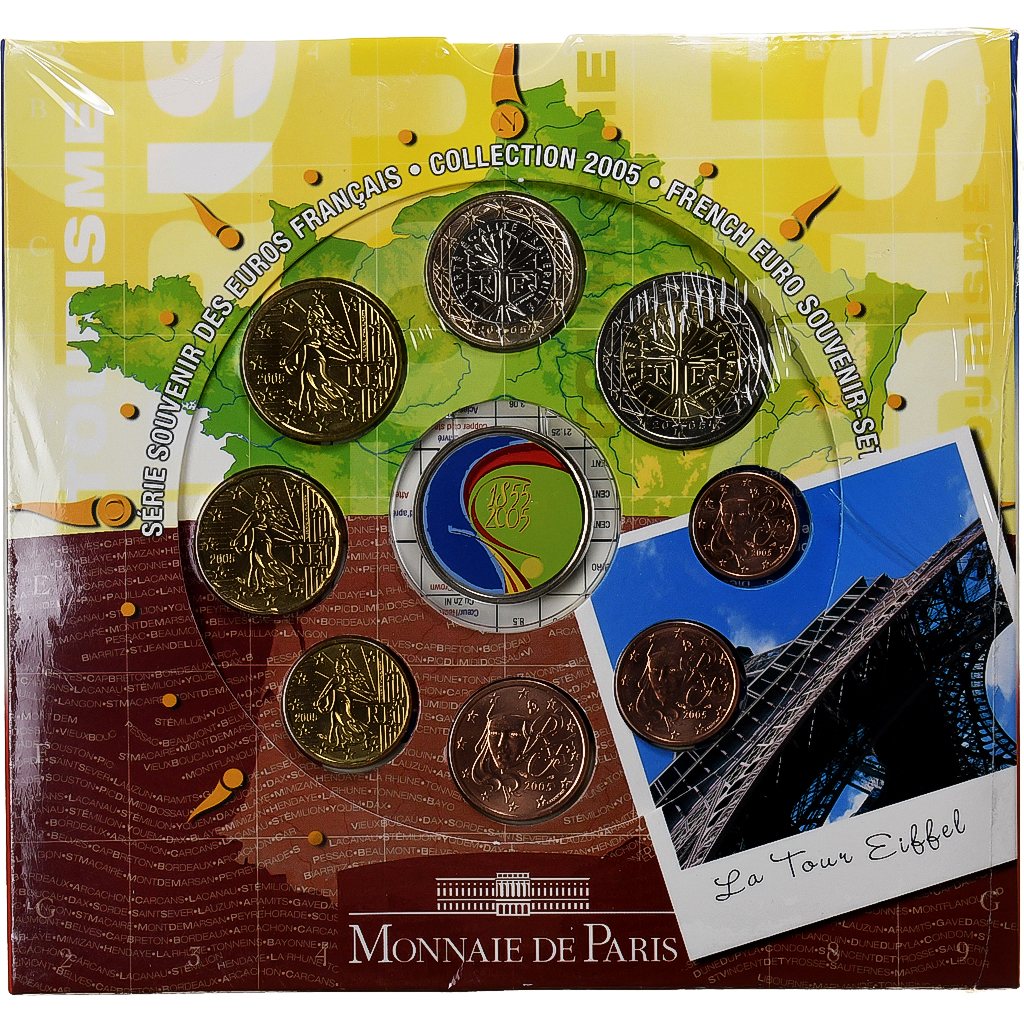 Frankreich, Coffret 1c. à 2€ + jeton, BU, 2005, Monnaie de Paris, STGL