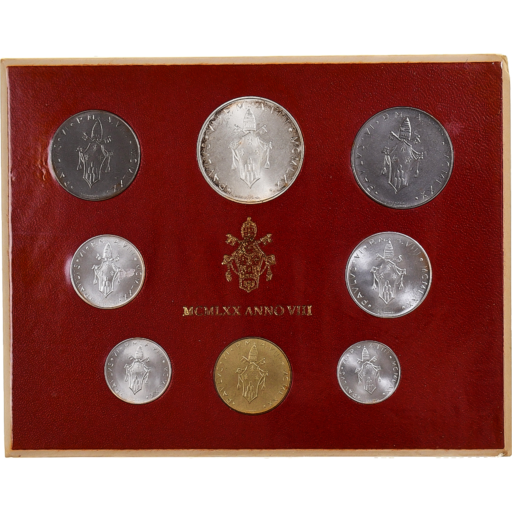 Vatican, Paul VI, 1 lira to 500 lire, 1970 - Anno VIII, Rome, BU, 