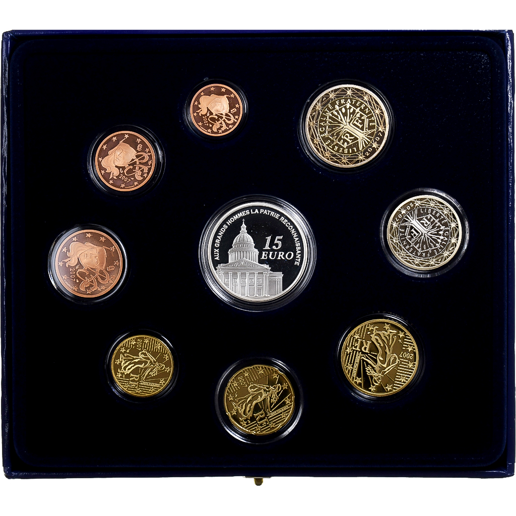 France, Coffret 1c. à 15€, Proof, 2007, Monnaie de Paris, MS
