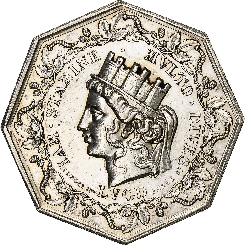 France, Token, Courtiers pour la soie à Lyon, 1827, Silver, Barre, 