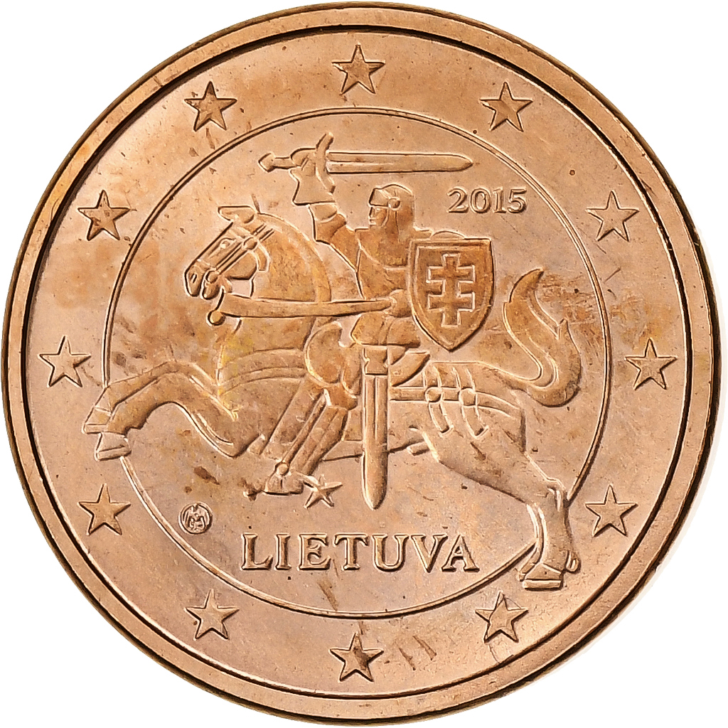 Lithuania, Euro Cent, BU, 2015, Vilnius, Copper Plated Steel, 