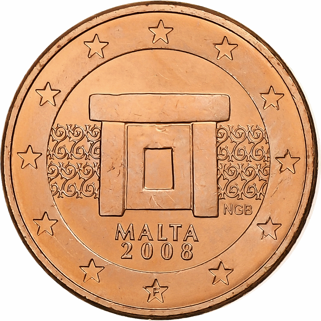 Malta, Euro Cent, BU, 2008, Monnaie de Paris, Copper Plated Steel, 