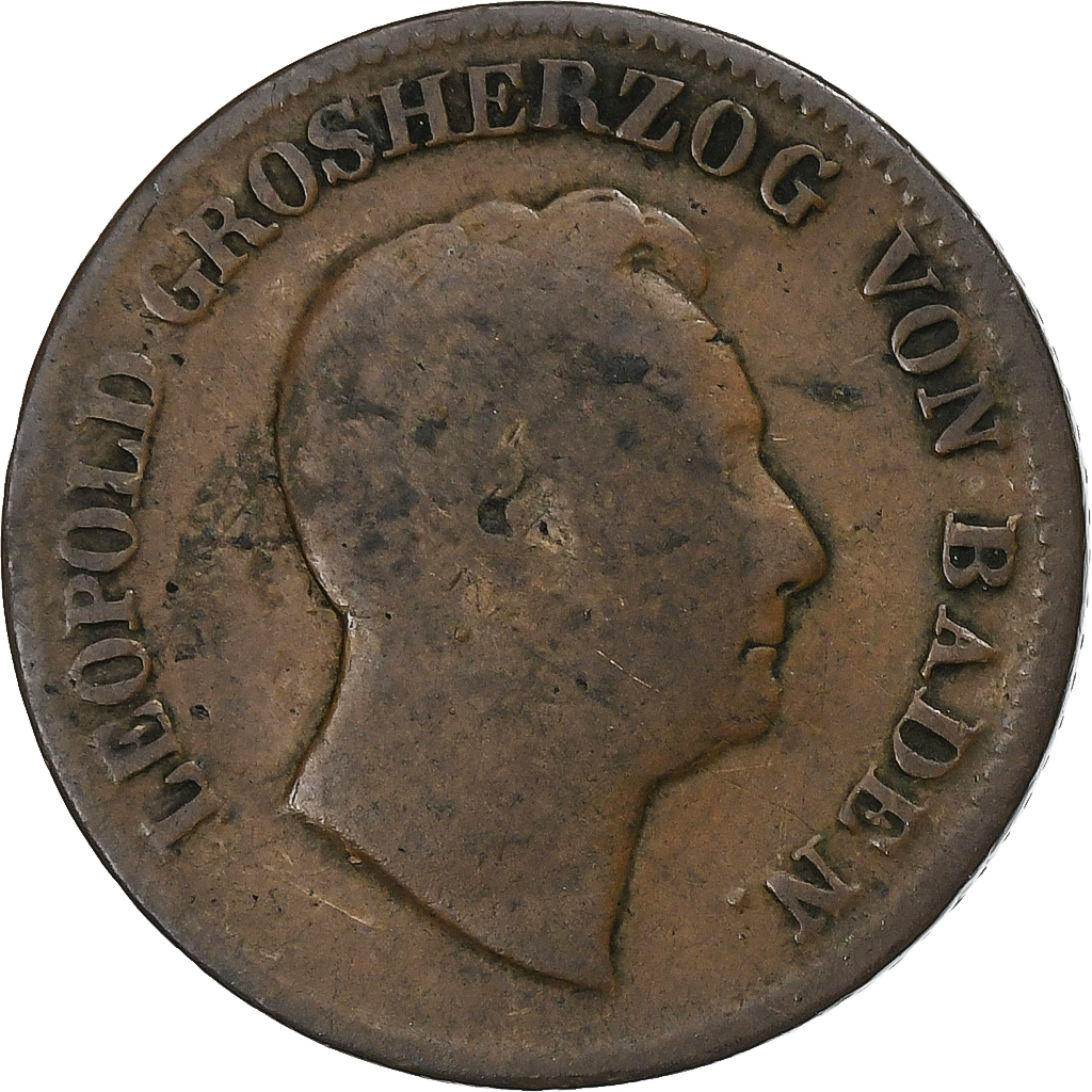 Grand Duchy of Baden, Leopold I, Kreuzer, 1852, Copper, VF, KM:218.2