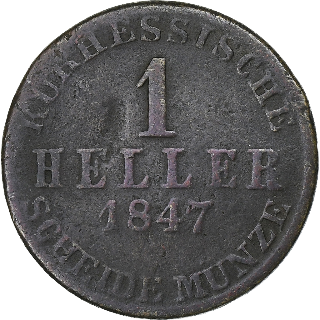 Germany, Electorate of Hesse, Friedrich Wilhelm, Heller, 1847, Darmstadt