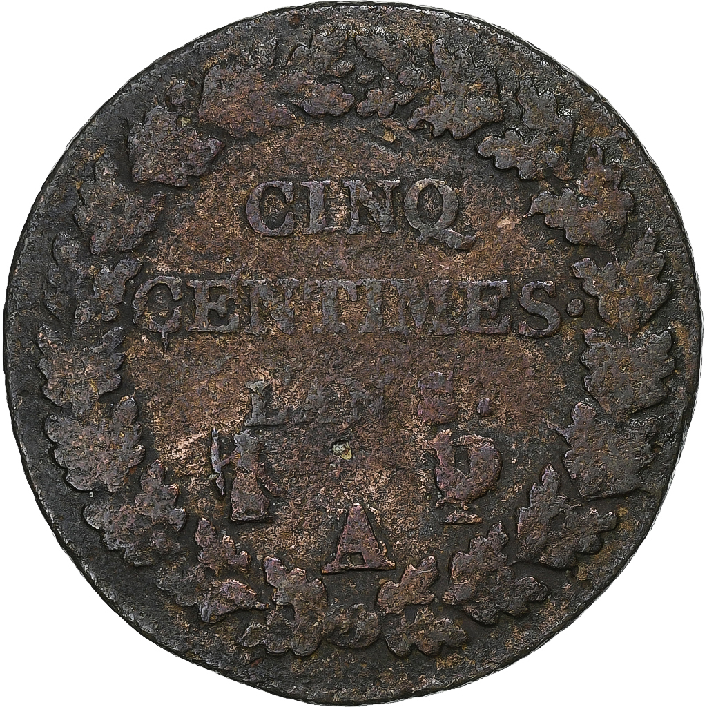 France, 5 Centimes, Dupré, AN 8/5, Paris, A/B ?, Copper, , KM:640