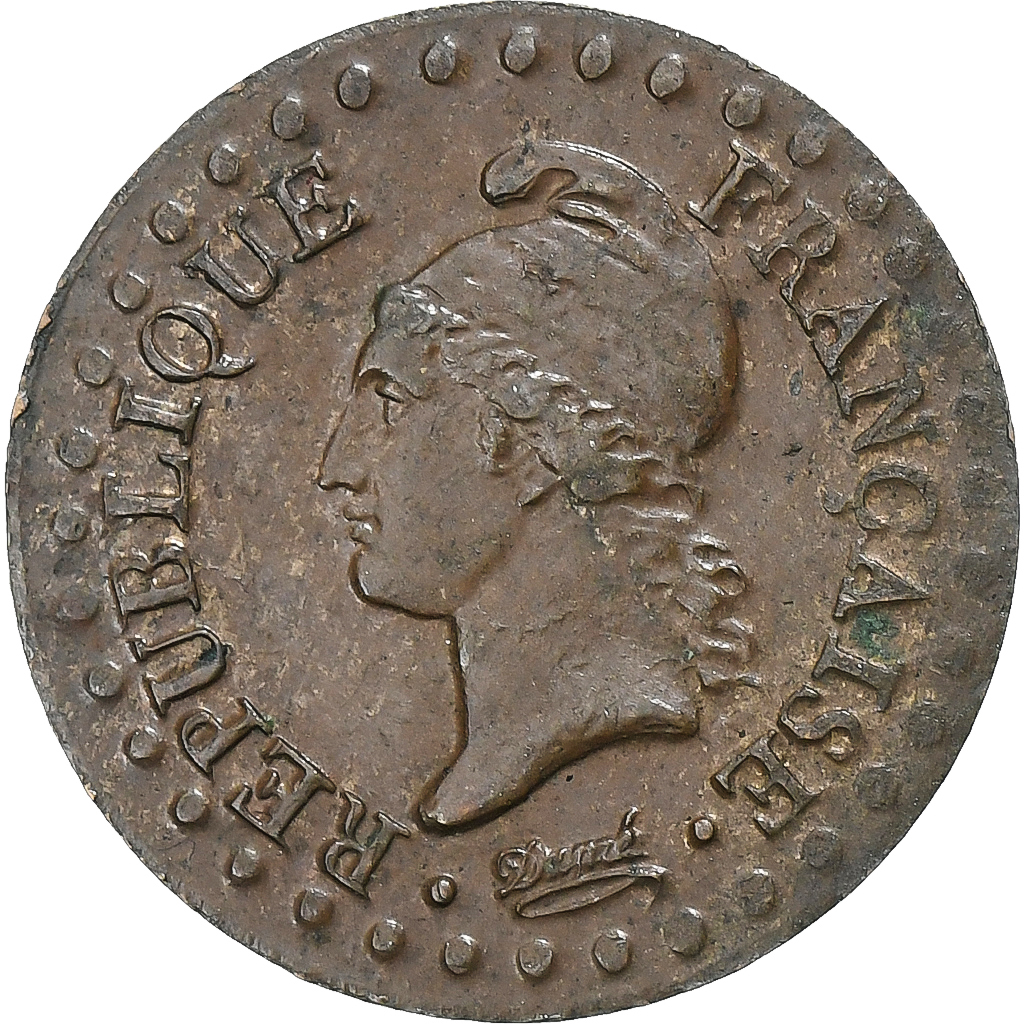 France, Centime, Dupré, AN 6, Paris, Copper, AU, Gadoury:76