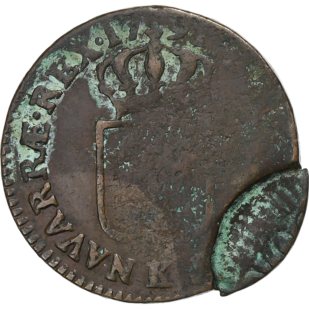 France, Louis XVI, Sol, 1791, Bordeaux, Fautée, Copper, , Gadoury:350