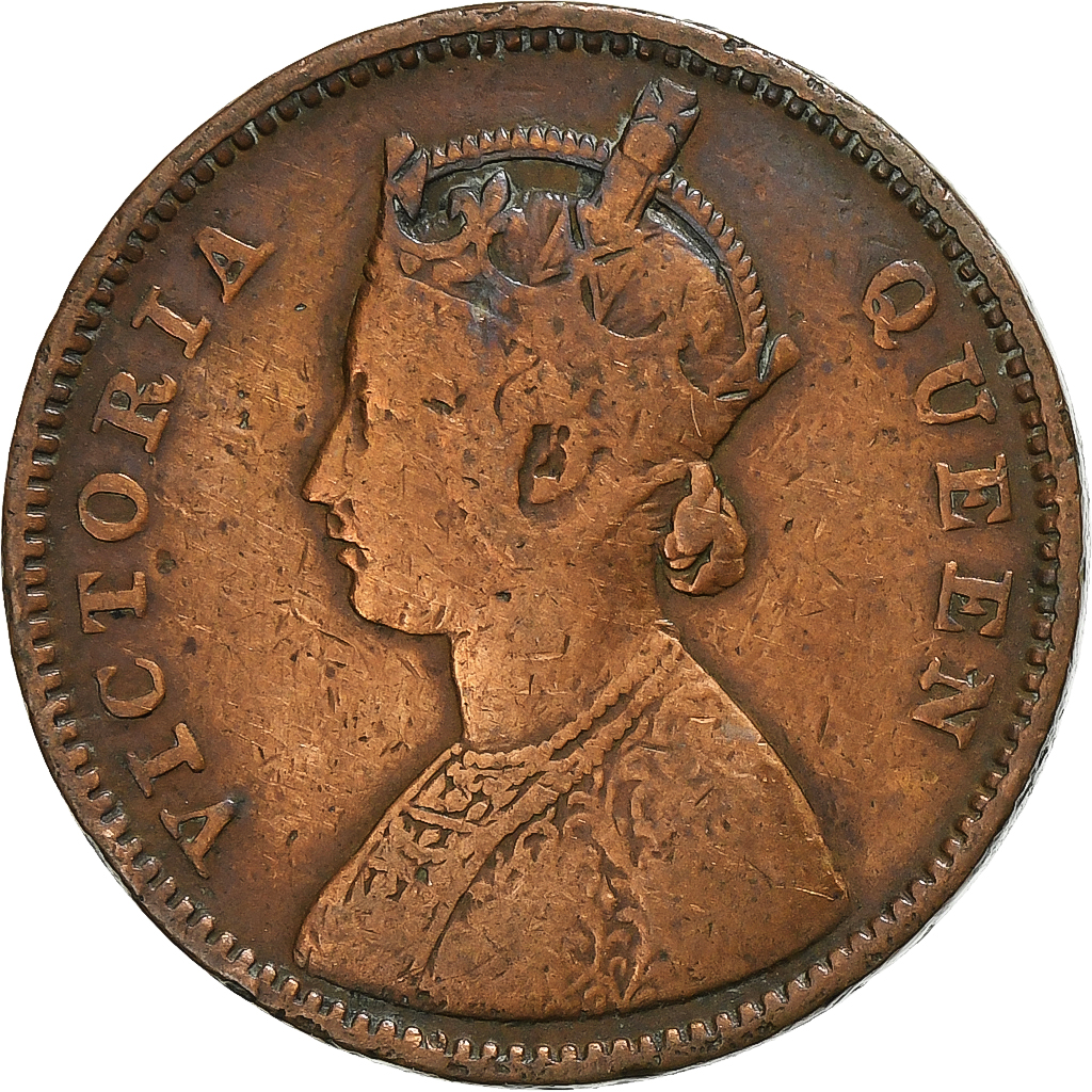 India-British, Victoria, 1/4 Anna, 1862, Calcutta, Copper, , KM:467