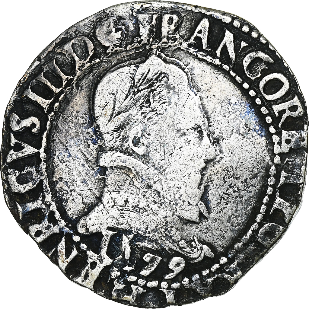France, Henri III, Franc au Col Plat, 1579, Silver, , Gadoury:496