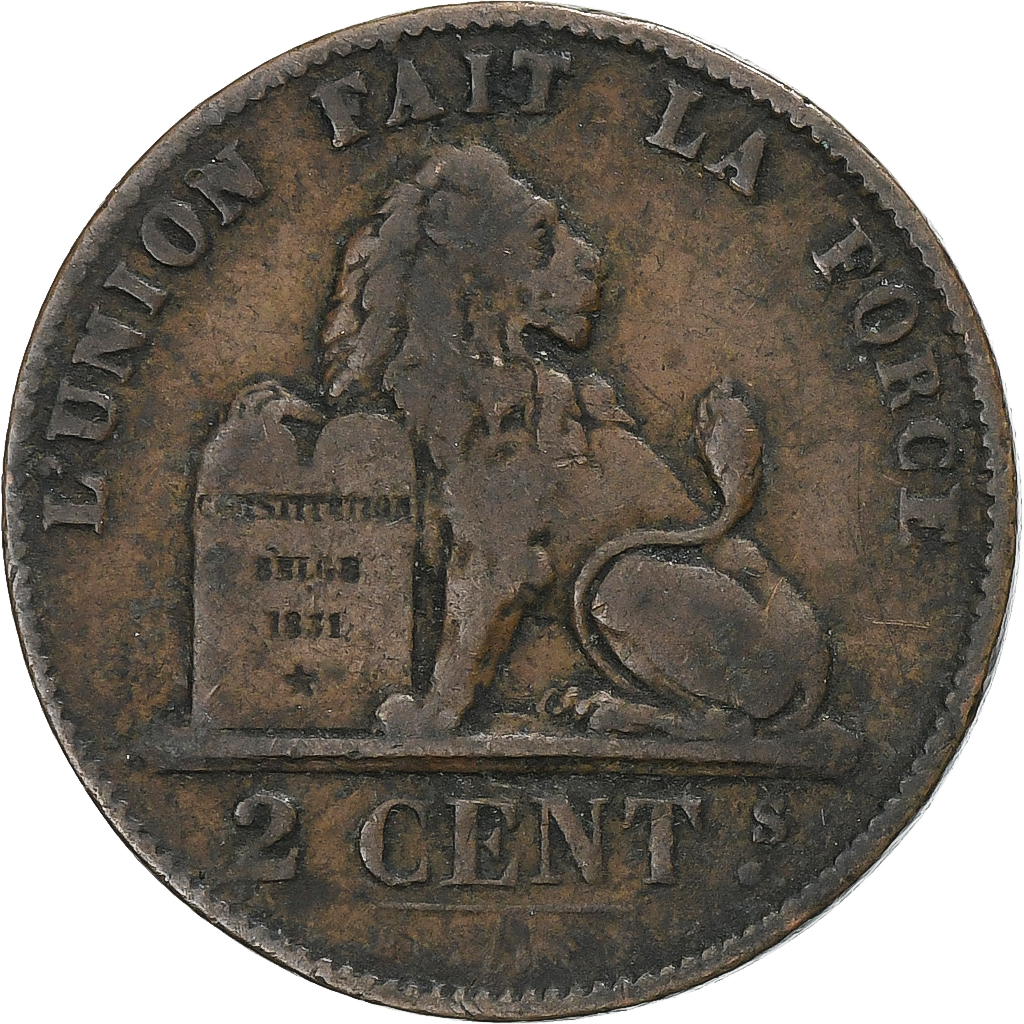 Belgium, Leopold II, 2 Centimes, 1876, Brussels, Copper, , KM:35.1