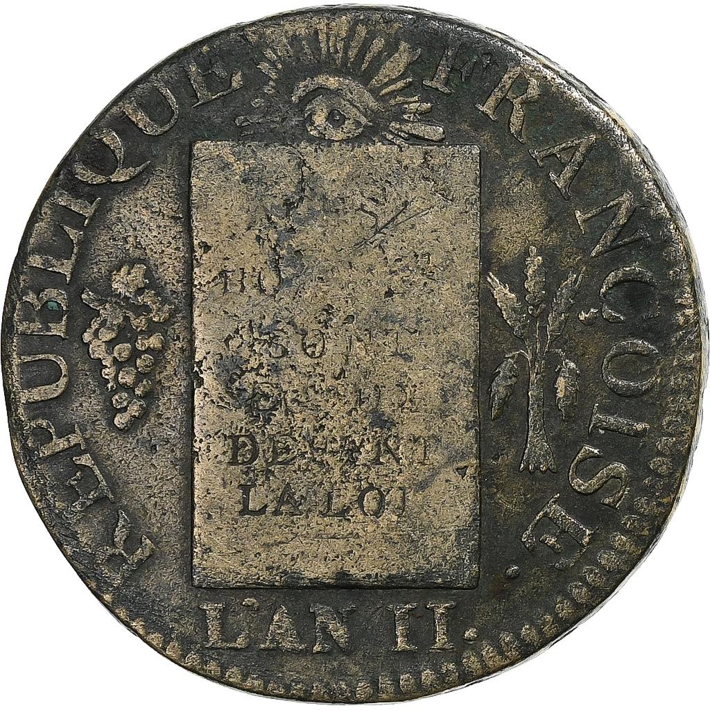 France, Sol à la balance Françoise, 1793 / AN II, Limoges, Métal de cloche