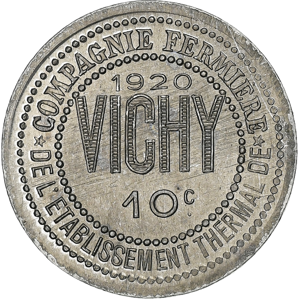France, Etablissement thermal, 10 Centimes, 1920, , Aluminium