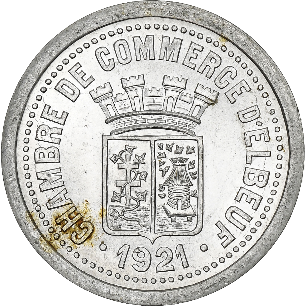 France, Chambre de Commerce d'Elbeuf, 10 Centimes, 1921, , Aluminium