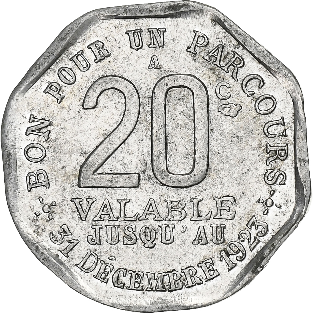 France, Transport en commun, région parisienne, 20 Centimes, 1923, 