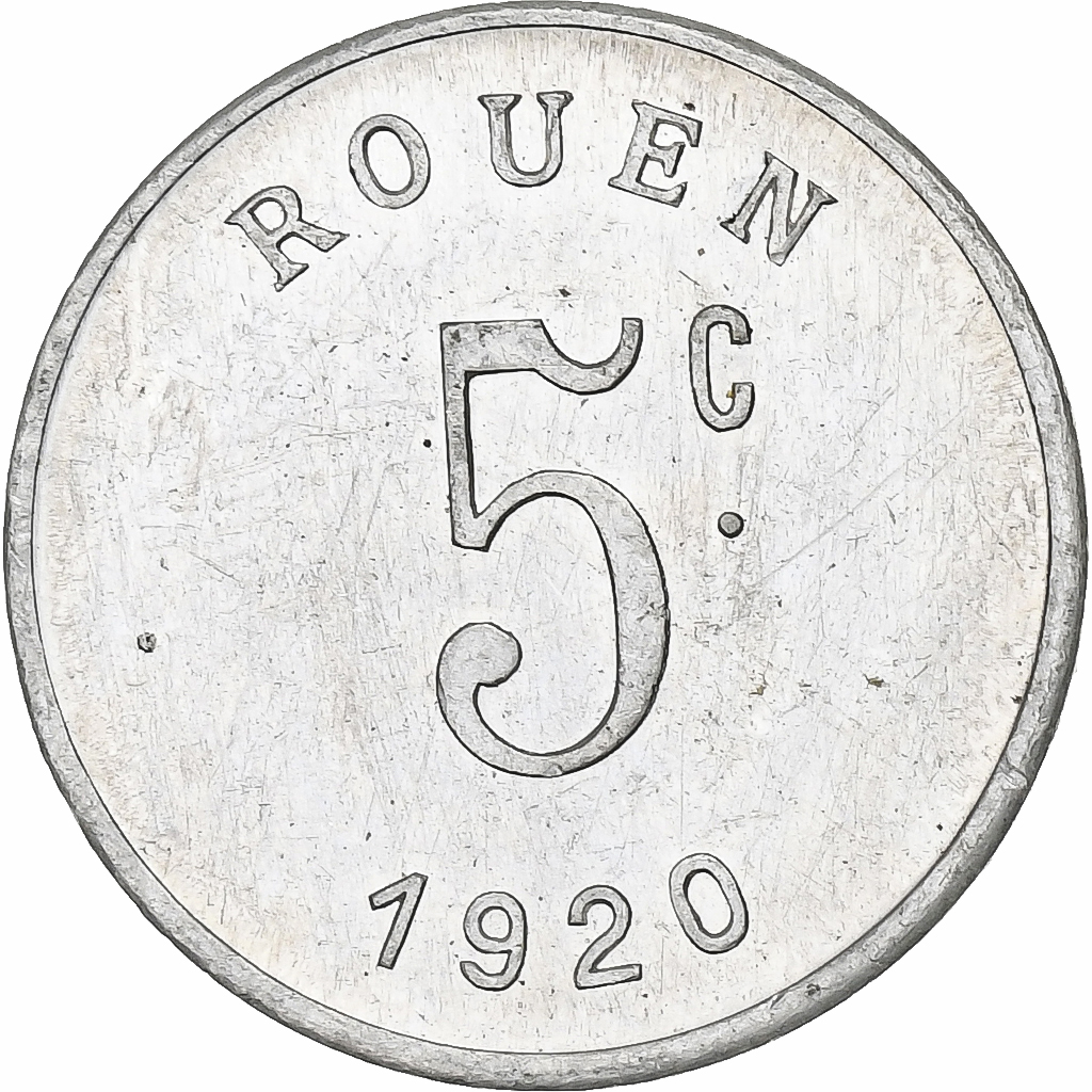 France, Ligue des commerçants rouennais, 5 Centimes, 1920, , Aluminium