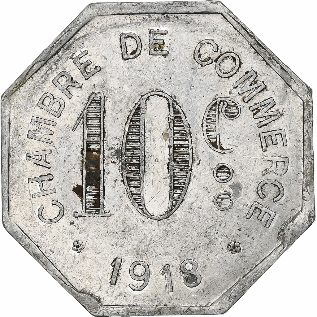 France, Chambre de commerce de Rouen, 10 Centimes, 1918, , Aluminium