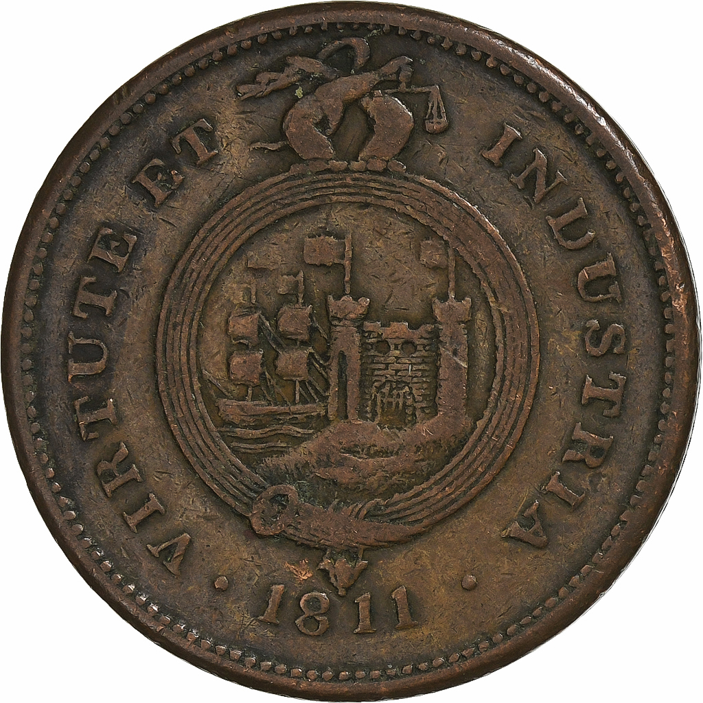 United Kingdom, Penny Token, Bristol & South Wales, 1811, Copper, 