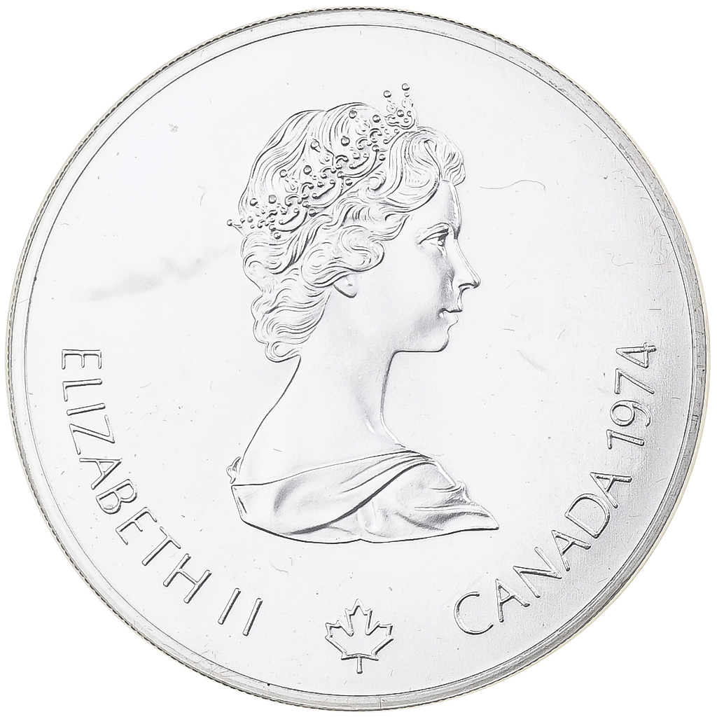 Canada, Elizabeth II, 5 Dollars, Olympic flame, 1974, Ottawa, Silver, 