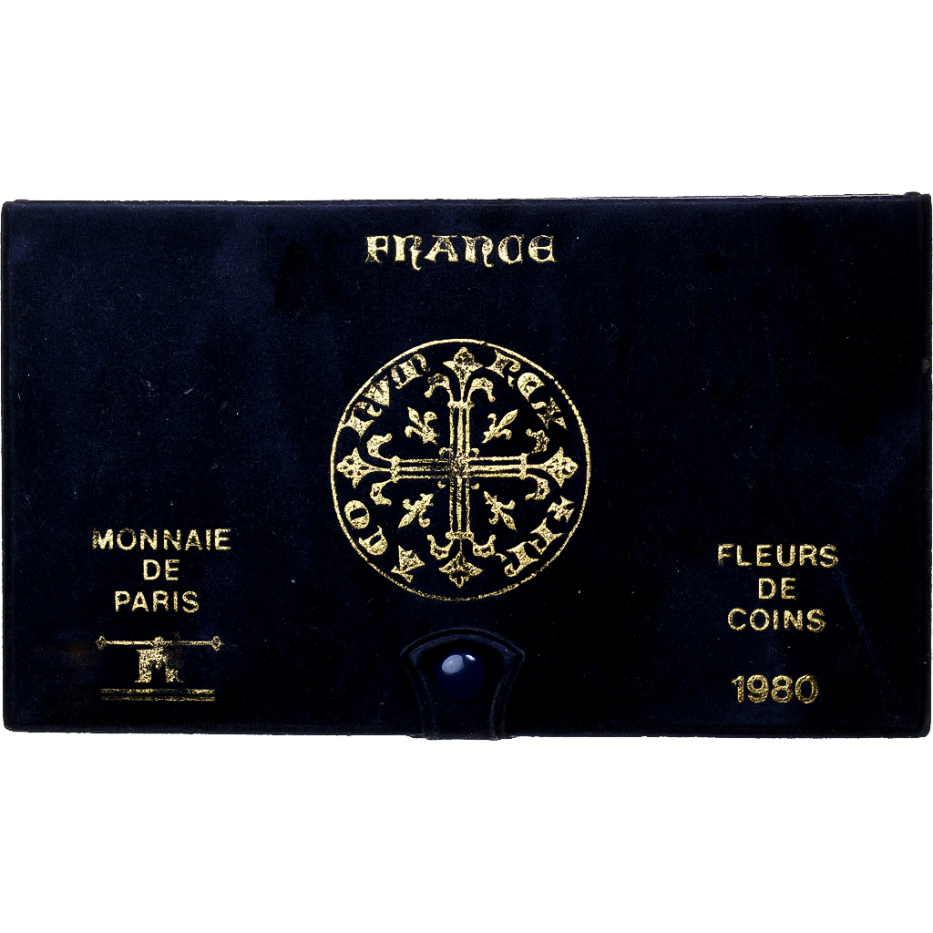 France, Coffret 1 c. à 50 frs., 1980, Monnaie de Paris, FDC, MS(65-70)