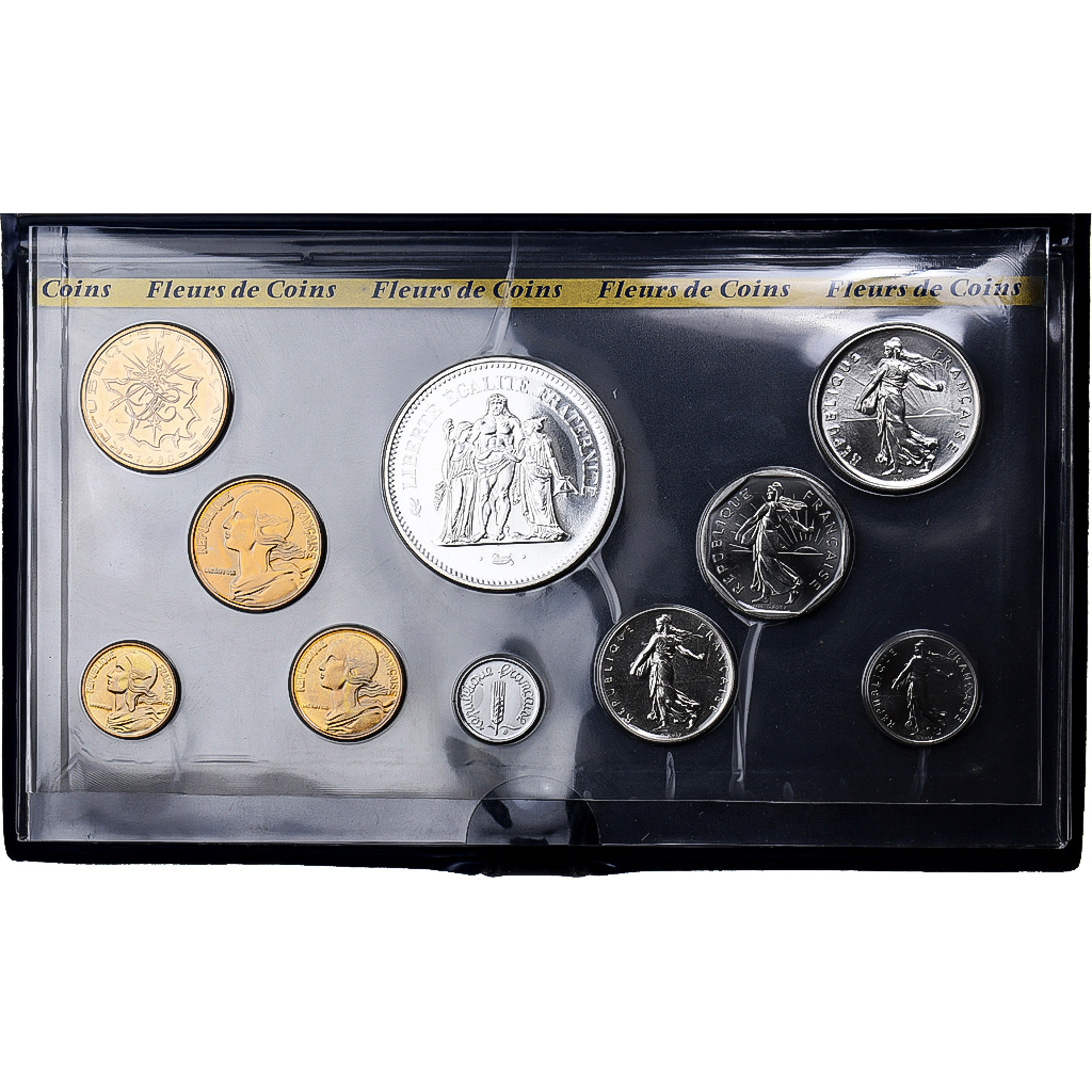France, Coffret 1 c. à 50 frs., 1980, Monnaie de Paris, FDC, MS(65-70)