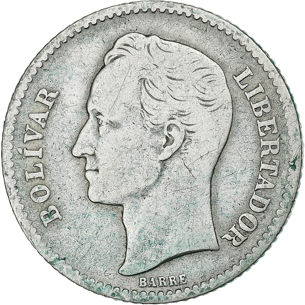 Venezuela, Bolivar, 1936, Philadelphia, Silver, , KM:22