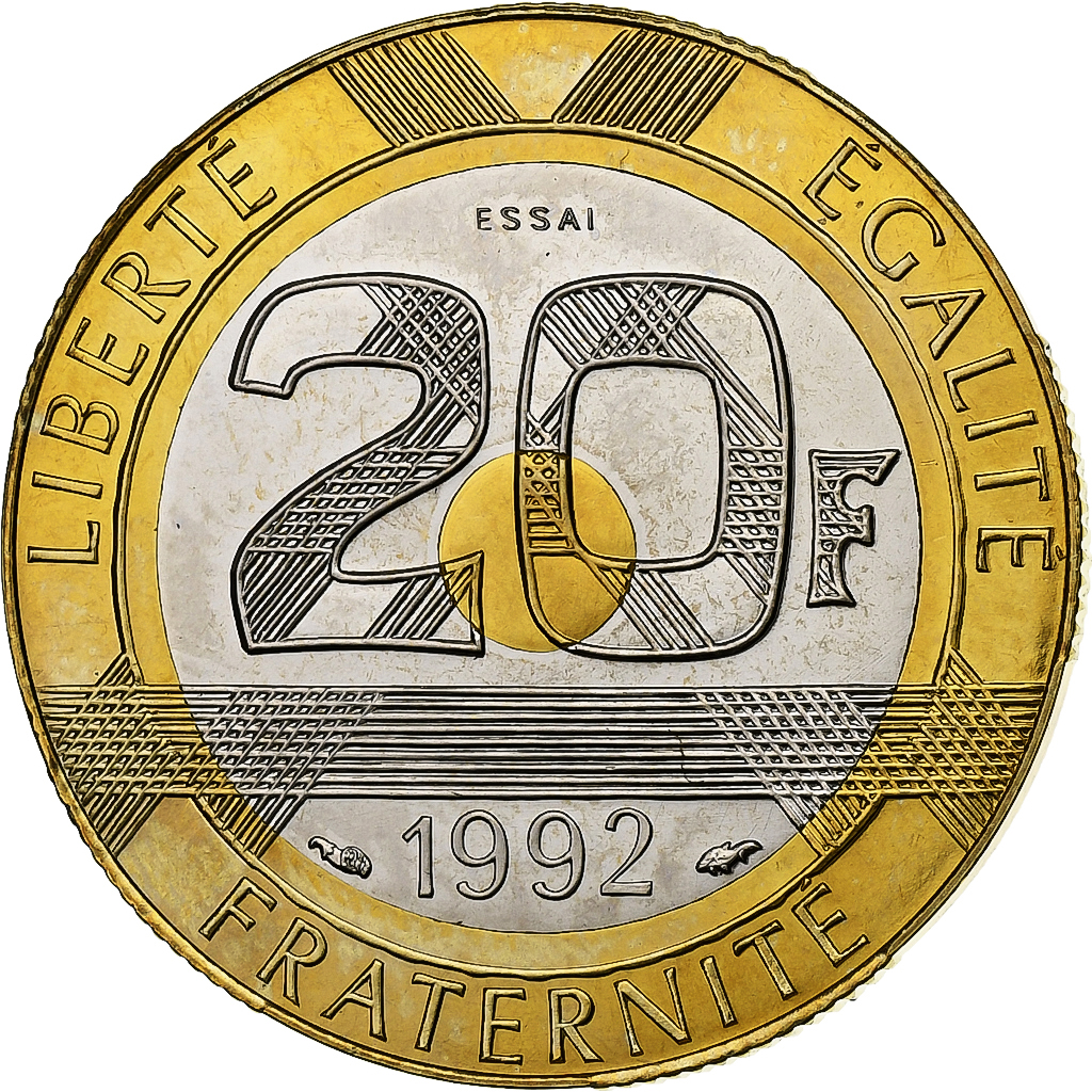 France, 20 Francs, Mont Saint-Michel, 1992, Monnaie de Paris, Pattern, Open V