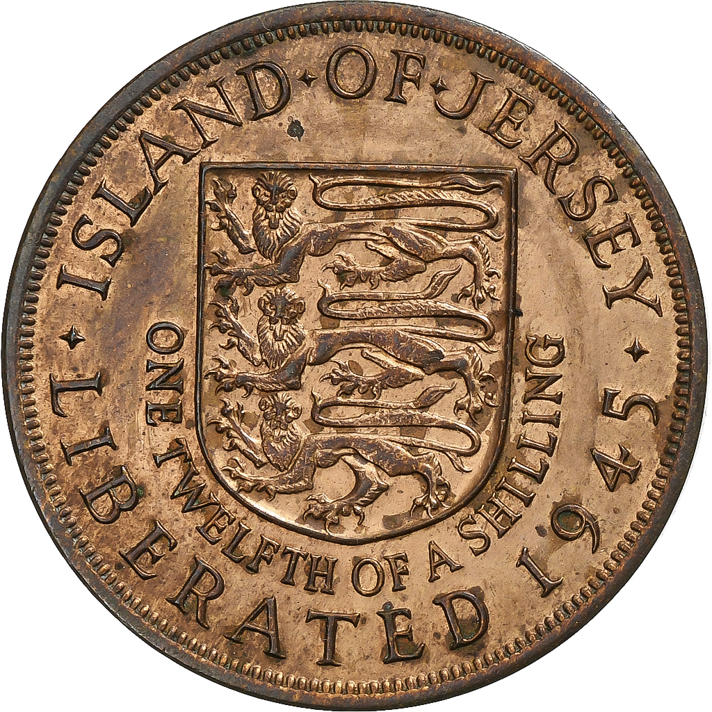 Jersey, George VI, 1/12 Shilling, Liberation, 1945, London, Bronze, 