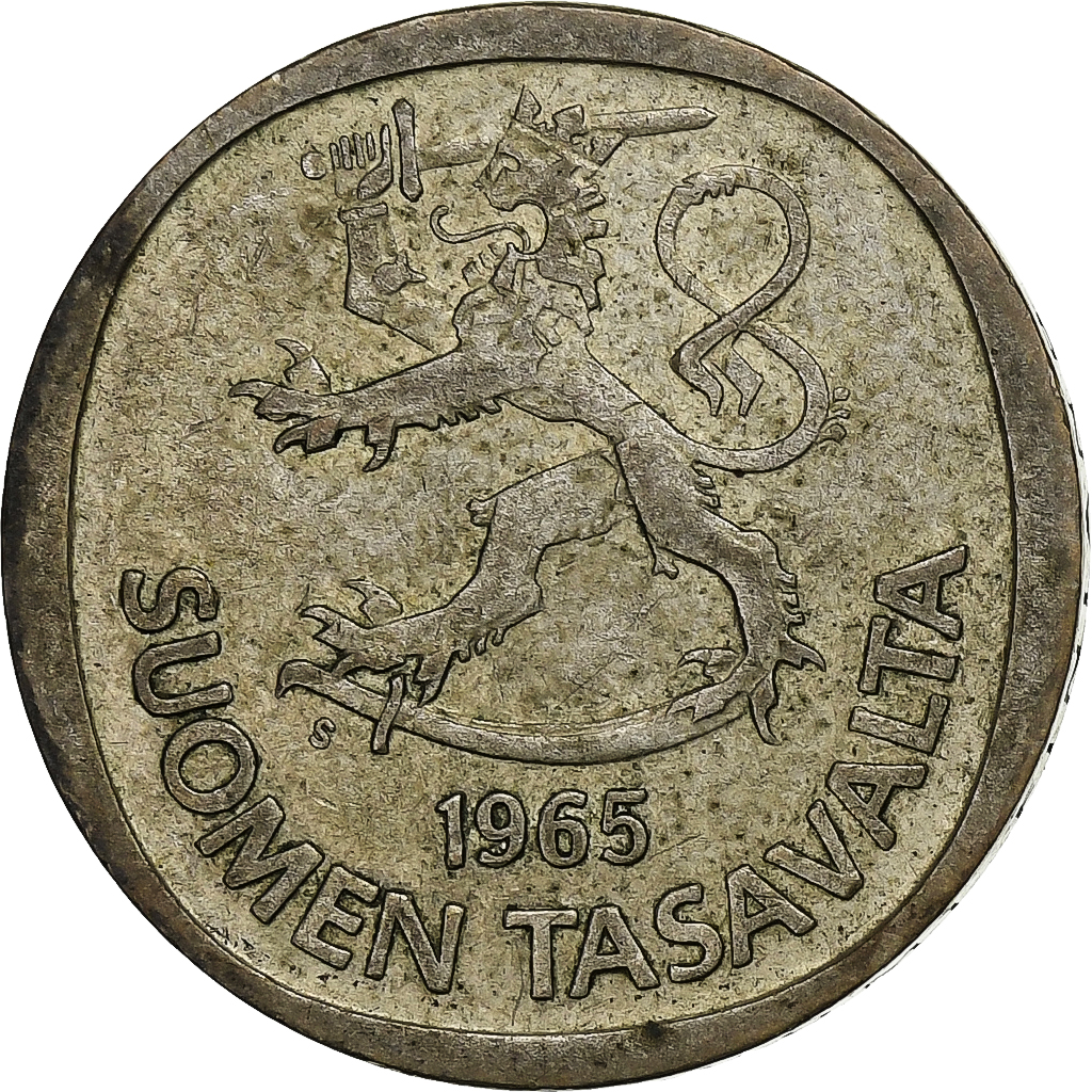 Finland, Markka, 1965, Helsinki, Billon, AU, KM:49